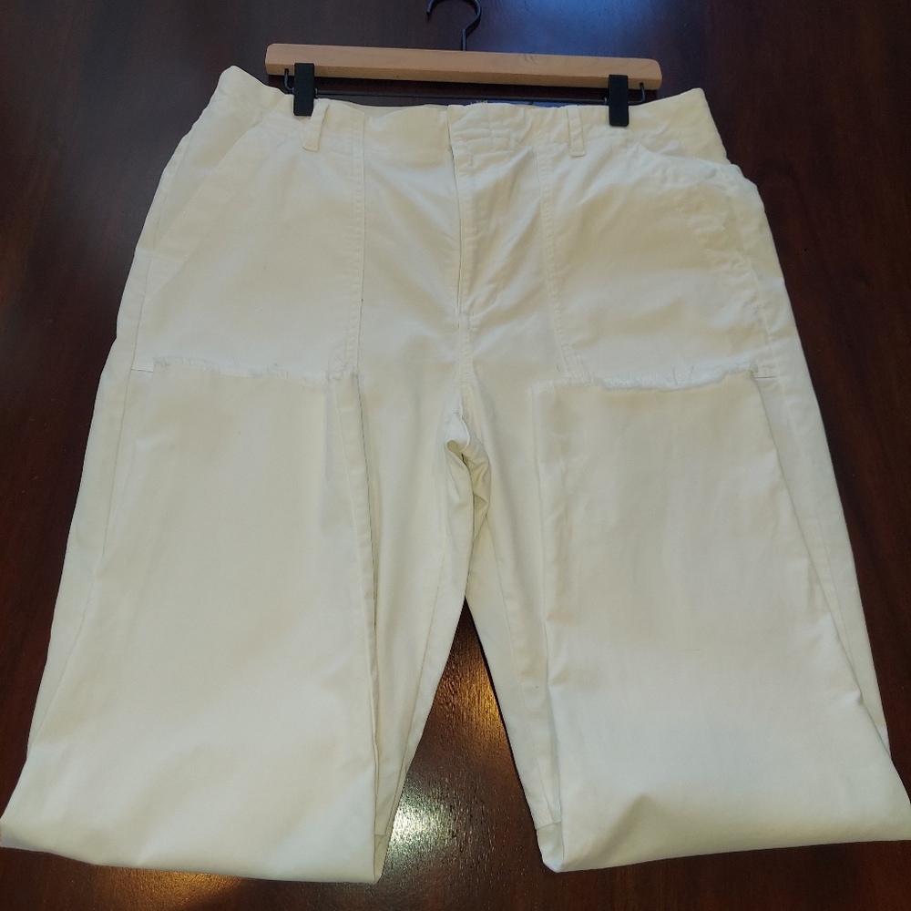 Banana Republic White Girlfriend Authentic Chino Pant  Raw Hem Sz 12 - Picture 14 of 17